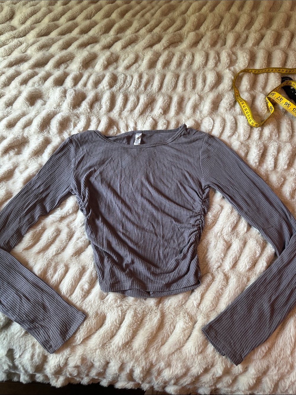 Alo Yoga Gather Women's Long-Sleeve Ribbed Top - Purple Gray Small